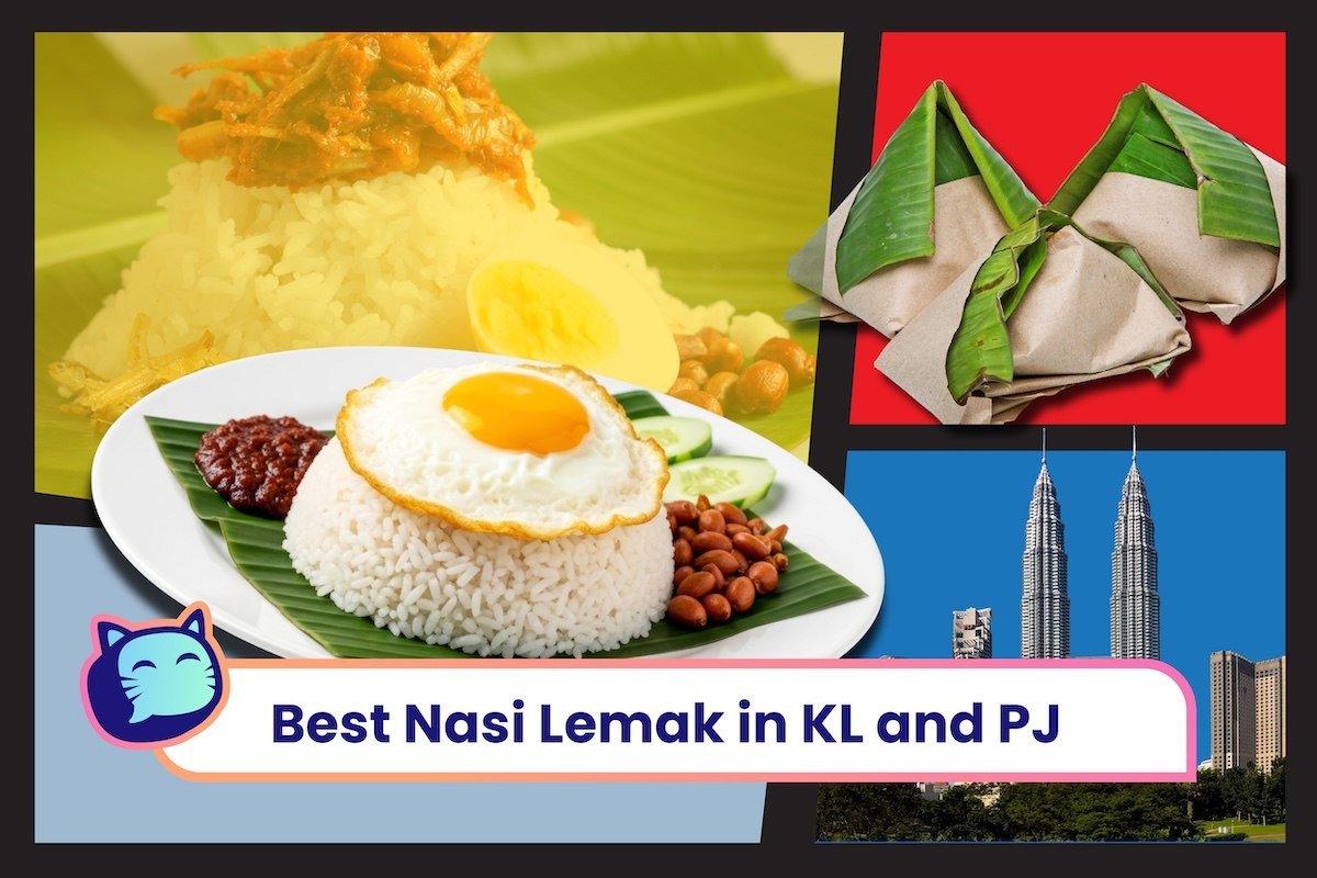 Best Nasi Lemak in KL and PJ 2026 featuring a plate with fried egg, sambal, peanuts and coconut rice